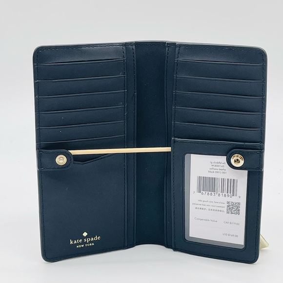 Kate Spade Large Slim Bifold Wallet Black - Picture 5 of 7